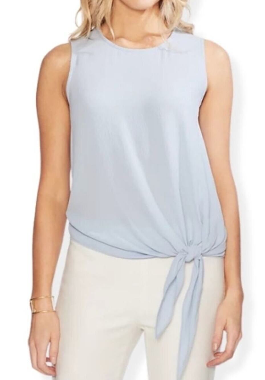 Vince Camuto Light Blue Tie Front Tank Top Boho Chic Casual Summer Style S NWOT